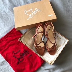 Brown leather Christian Louboutin heels, Sz 39
